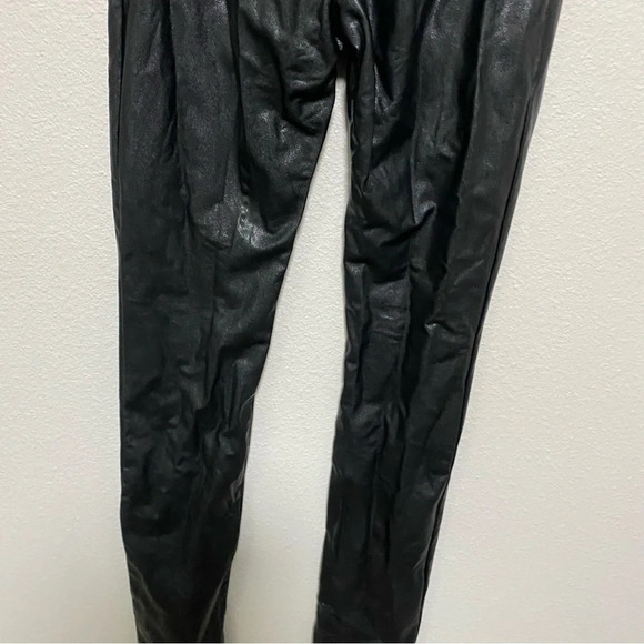 Amanda Uprichard Black Faux Leather Split Hem Pants - Picture 11 of 13